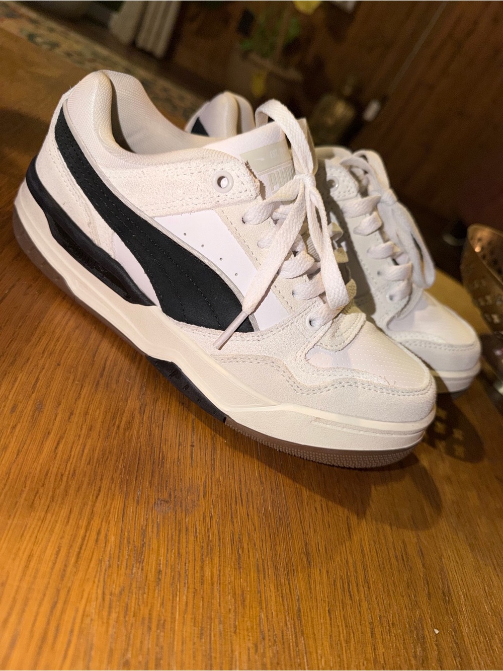PUMA White and Black Low-Top Sneakers